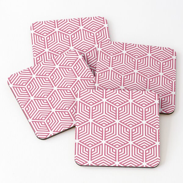 Item preview, Pink and White Striped Cube Geometric Pattern Pairs DE 2022 Popular Color Pink Punch DE5048 designed and sold by ColorOfTheYears.