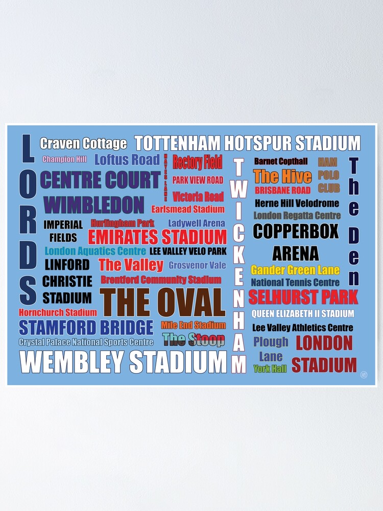 "Sports Venues of London Word Cloud" Poster for Sale by WayneBrant
