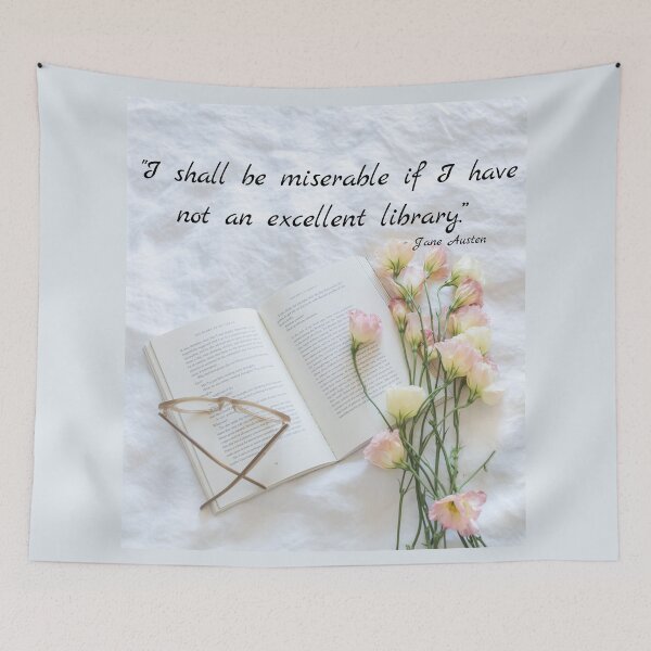 Item preview, "I shall be miserable if I have not an excellent library" Jane Austen Quote designed and sold by arineliza1997.