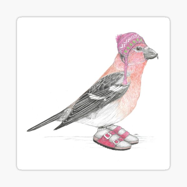 Item preview, White Winged Crossbill in Sandals designed and sold by JimsBirds.