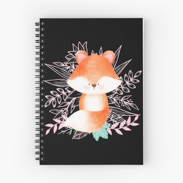 Item preview, Cute Baby Fox with Flowers Black designed and sold by OutofFocusShop.