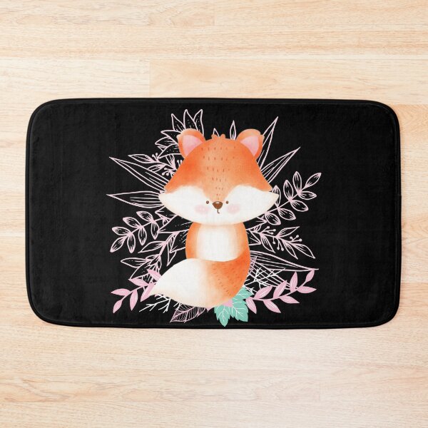 Item preview, Cute Baby Fox with Flowers Black designed and sold by OutofFocusShop.