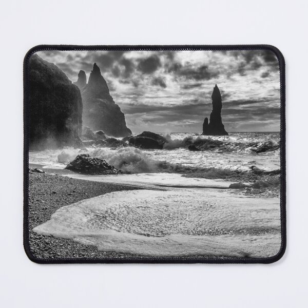 Item preview, Reynisfjara black sand beach, Iceland in black and white designed and sold by Lyl Dil Creations.