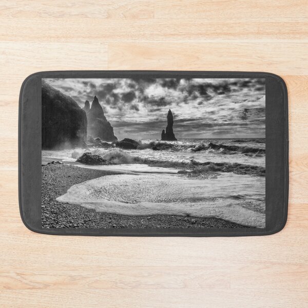 Item preview, Reynisfjara black sand beach, Iceland in black and white designed and sold by Lyl Dil Creations.