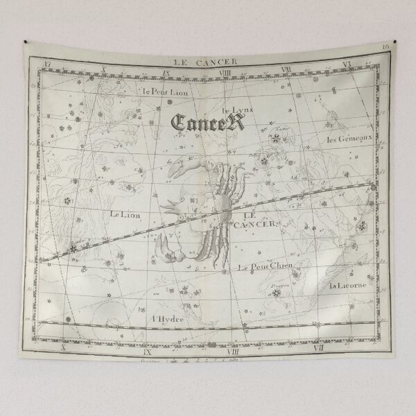 Item preview, Cancer zodiac sign, vintage star map year 1795 designed and sold by NineJuly.