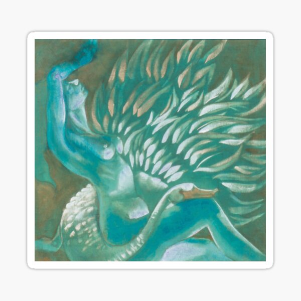 Leda and the Swan in Turquoise Sticker