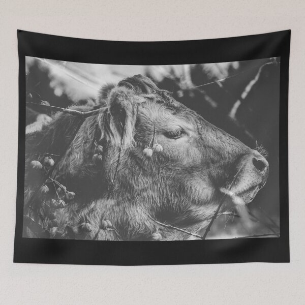 Item preview, Profile portrait of a cow in black and white designed and sold by MarieClaude1954.