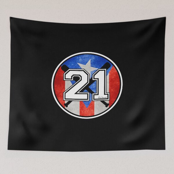 Item preview, Puerto Rican Baseball Legend Number 21 Clemente Puerto Rico Flag  designed and sold by NerdCulture.