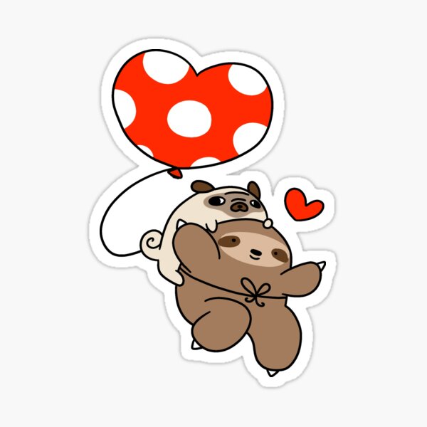 Item preview, Heart Ballon Pug and Sloth designed and sold by SaradaBoru.