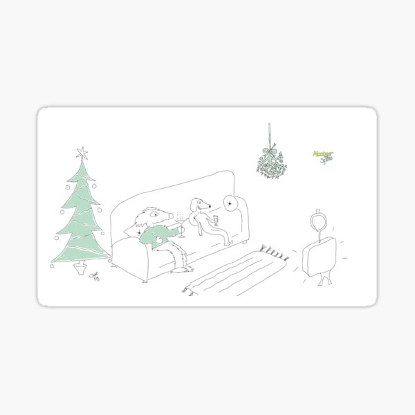 Moobear and Spike watch Christmas Telly Sticker