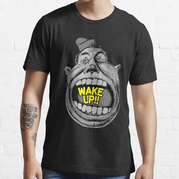 Wake Up Big Mouth in Yellow on Black Background Essential T-Shirt