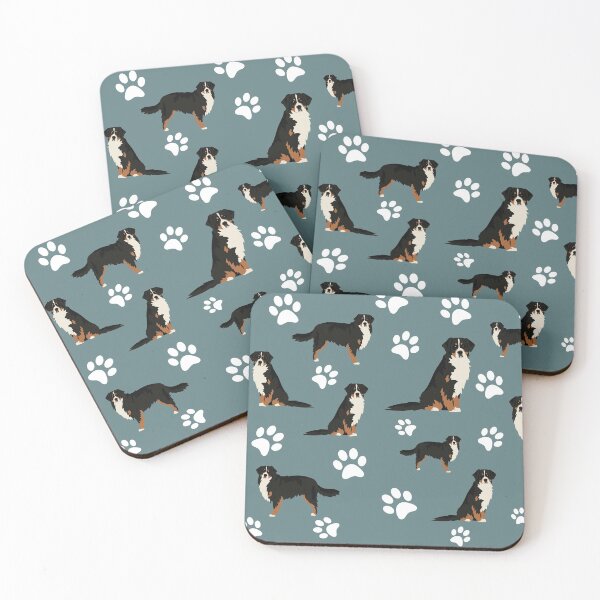 Item preview, Bernese Mountain Dog Paw Print Pattern on Gray Background designed and sold by tncgifts.