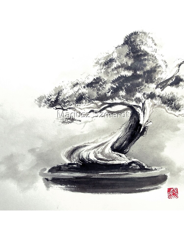Bonsai Ink Drawing. Original Black Ink Pen Artwork Tree - Etsy