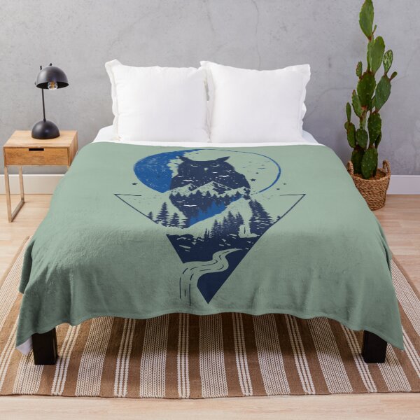 Item preview, Classy and Minimalist Double Exposure WOLF and OWL Blue Moon Night Pine Trees Forest Illustration designed and sold by zenturtlemerch.