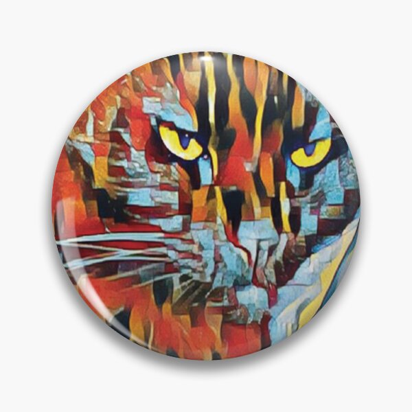 Item preview, Yellow eyed cat in geometric style designed and sold by PandLcreations.