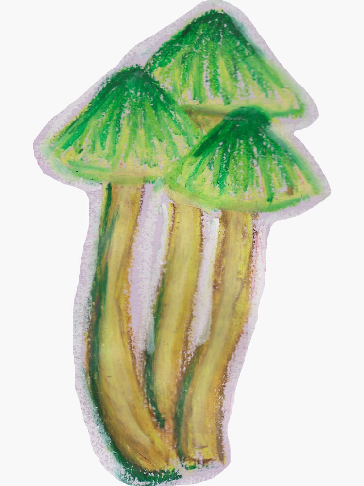 "Oil Pastel Mushroom 3" Sticker by Catulusart Redbubble