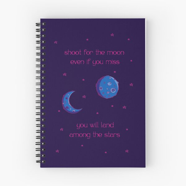 Item preview, Shoot for the moon optimistic motivational quote | pink and blue designed and sold by moo[e]d art.