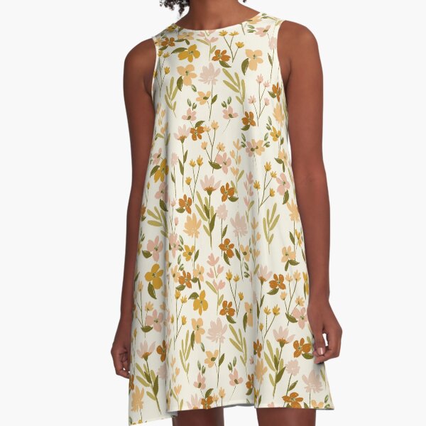Soul Shine boho farmhouse floral pattern by Terri Conrad Designs A-Line Dress