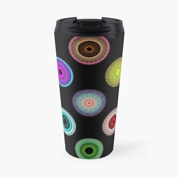 Polka Dot with Math Stars on Black Travel Coffee Mug