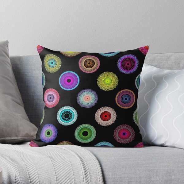 Polka Dot with Math Stars on Black Throw Pillow