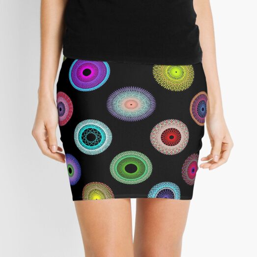 Polka Dot with Math Stars on Black Mini Skirt