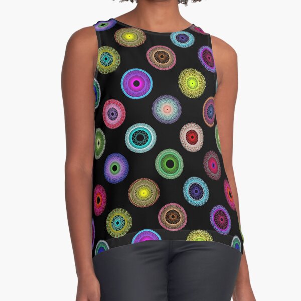 Polka Dot with Math Stars on Black Sleeveless Top