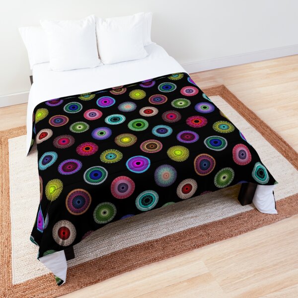 Polka Dot with Math Stars on Black Comforter