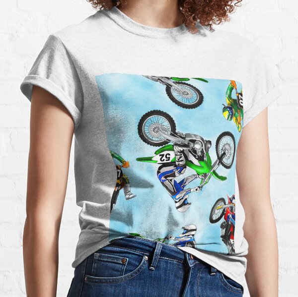 Motocross Riders On Blue Classic T-Shirt