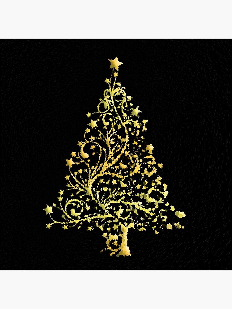 Thumbnail 3 of 3, Pin, Gold on Black Stylized Christmas Tree designed and sold by MathenaArt.