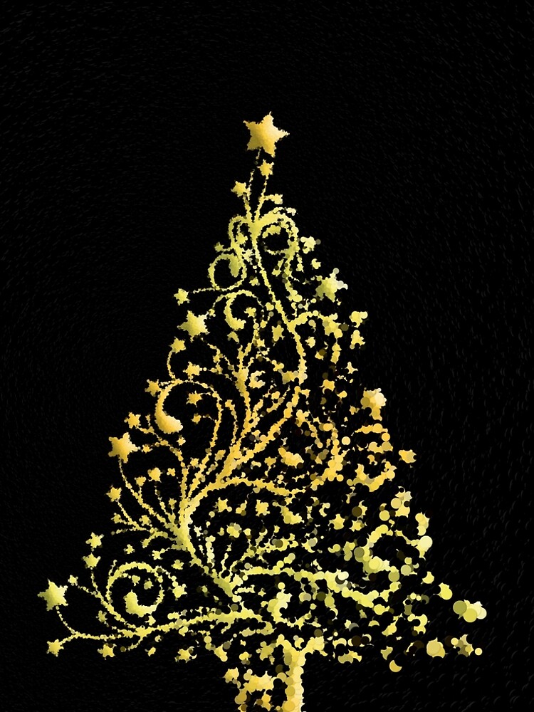 Gold on Black Stylized Christmas Tree