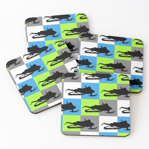 Item preview, Snowmobile Silhouettes On Colored Checkerboard  designed and sold by HarrioBend.