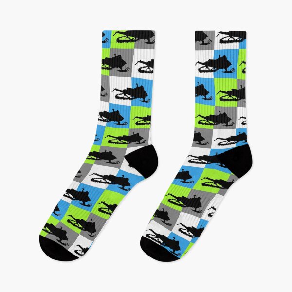 Item preview, Snowmobile Silhouettes On Colored Checkerboard  designed and sold by HarrioBend.