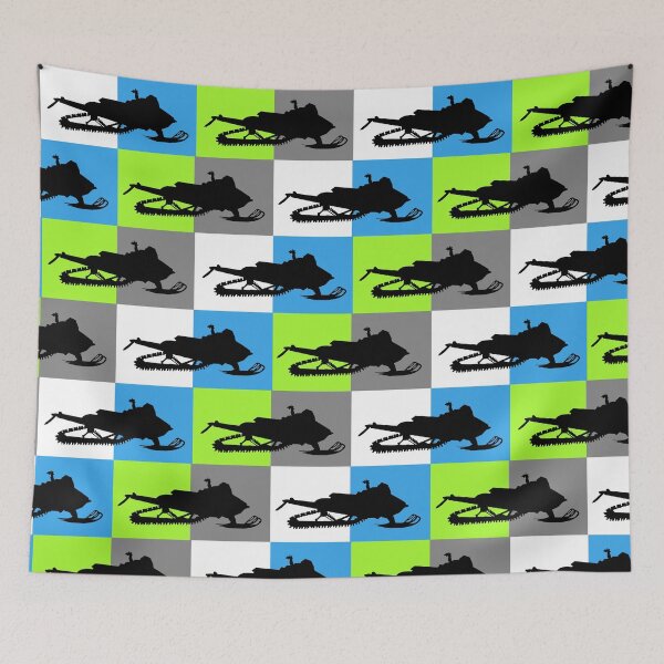 Item preview, Snowmobile Silhouettes On Colored Checkerboard  designed and sold by HarrioBend.