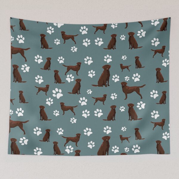 Item preview, Chocolate Labrador Retriever Dog Paw Print Pattern on Gray Background designed and sold by tncgifts.