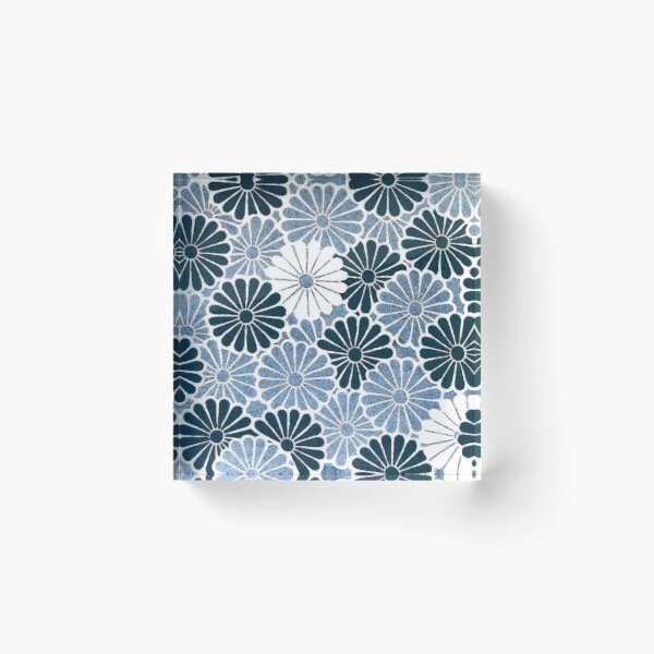 Item preview, Retro Blue Chrysanthemum Floral designed and sold by SaraValor.