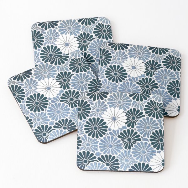 Item preview, Retro Blue Chrysanthemum Floral designed and sold by SaraValor.