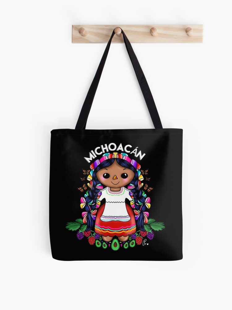 Three Pockets Frida and Mariachi Skeleton Tote Bag in Vinyl Material