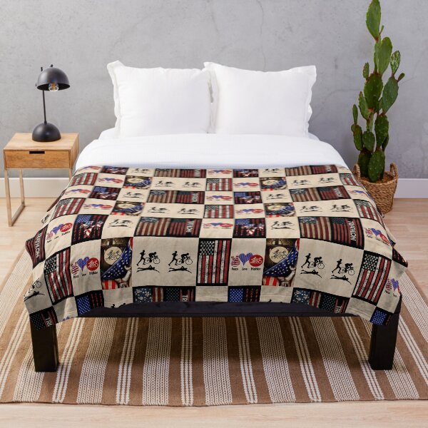 Item preview, Triathlon Vintage American Flag Plaid designed and sold by HarrioBend.