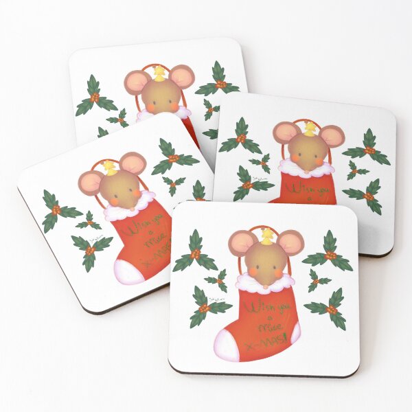Artikelvorschau, Süße Maus in einer Weihnachtssocke "Wünsche dir eine Maus zu Weihnachten" entworfen und verkauft von jadefujiwara.