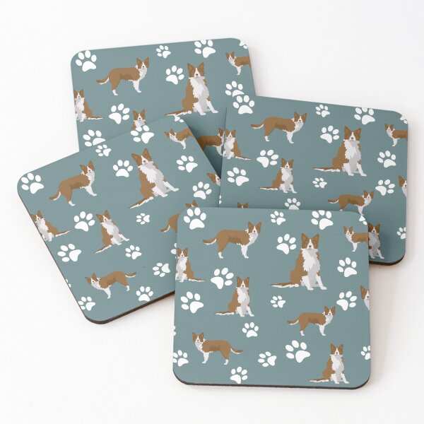 Item preview, Border Collie Dog Paw Print Pattern on Gray Background designed and sold by tncgifts.