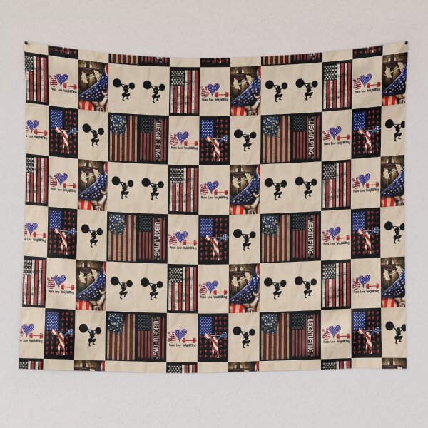 Artikelvorschau, Gewichtheben Vintage American Flag Plaid entworfen und verkauft von HarrioBend.