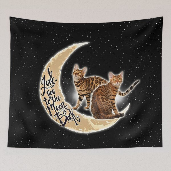 Aperçu de l'œuvre Je t'aime jusqu'à la lune et le chat du Bengale de dos créée et vendue par MignonBeauty.