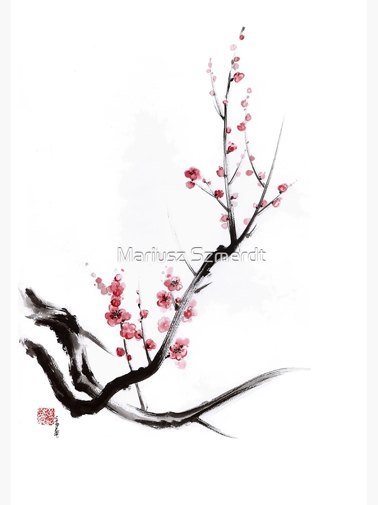 Cherry blossom tree in traditional Japanese painting Sumi-e ink art. AI  generative. 31549731 Stock Photo at Vecteezy