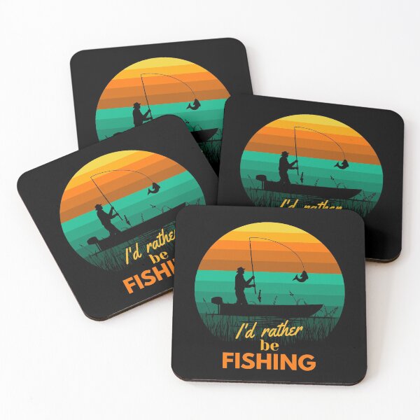 Item preview, I Would Rather Be Fishing Retro Vintage Fisherman at Sunset designed and sold by Itaya Art.