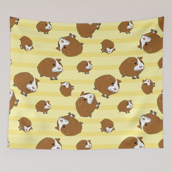 Item preview, Guinea Pig On Stripes Yellow designed and sold by MignonBeauty.