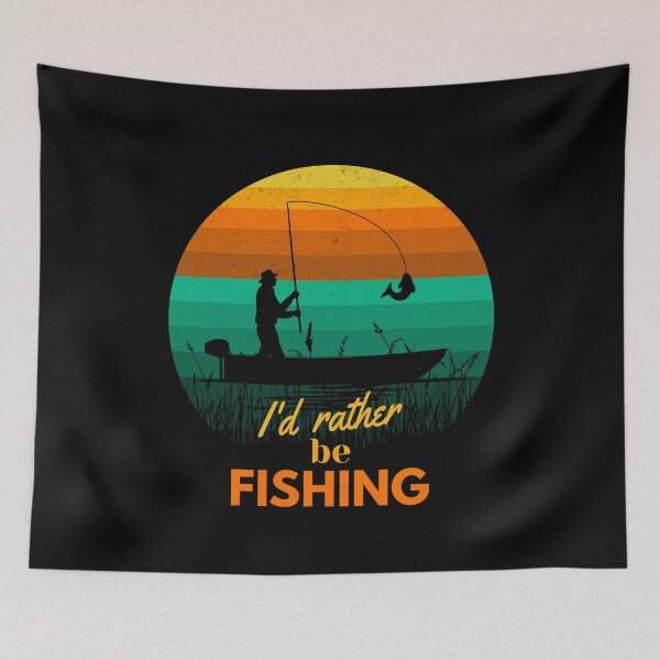 Item preview, I Would Rather Be Fishing Retro Vintage Textured Fisherman at Sunset designed and sold by Itaya Art.