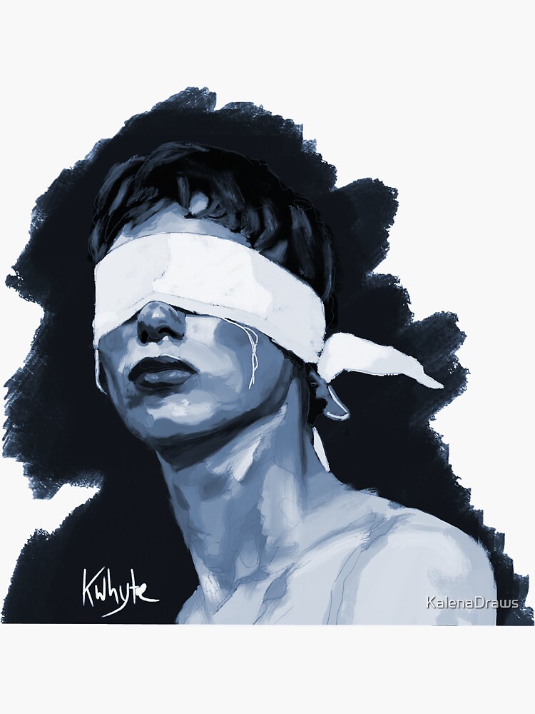 Blindfolded Man Cyanotype Portrait Sticker for Sale by KalenaDraws