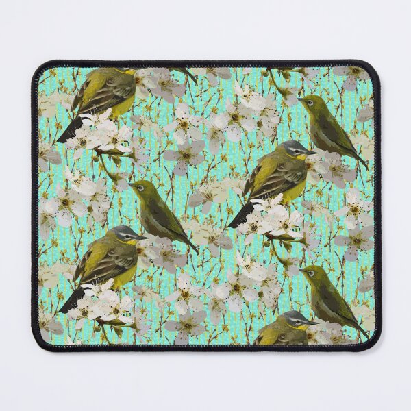 Item preview, Green Birds with Blossoms on Forsythia Repeat 5748 designed and sold by Art in My Loft.