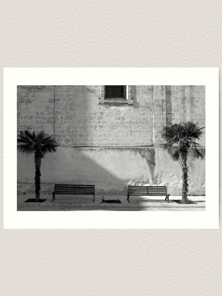 Alternate view of Monochrome bench and trees, Puglia Art Print