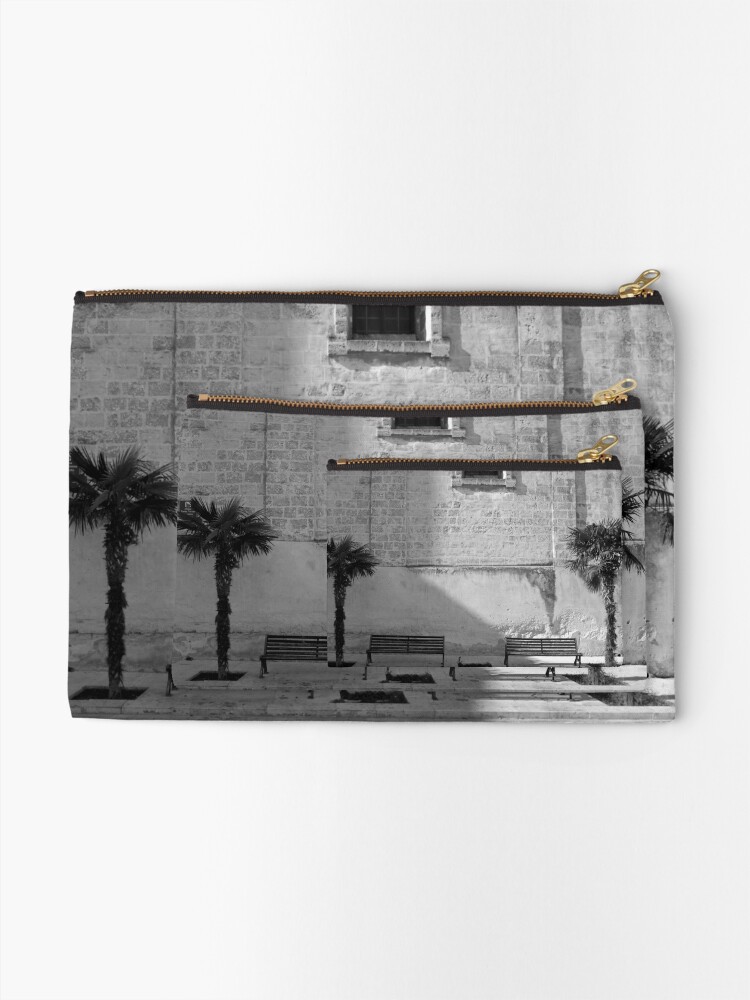 Alternate view of Monochrome bench and trees, Puglia Zipper Pouch
